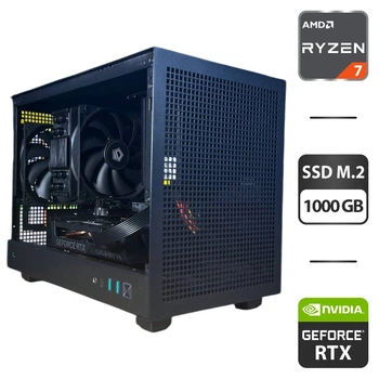 Сборка под заказ: игровой ПК DeepCool CH160 Black Tower / AMD Ryzen 7 5700X (8 (16) ядер по 3.4 - 4.6 GHz) / 32 GB DDR4 / 1000 GB SSD M.2 / nVidia GeForce RTX 4060, 8 GB GDDR6, 128-bit / 550W - Б/У