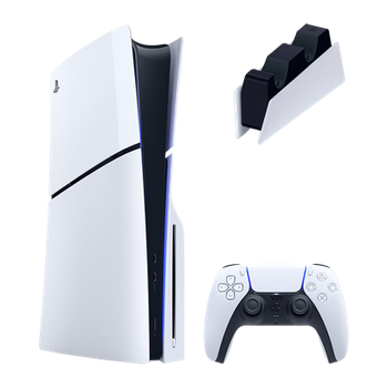 Набір Консоль Sony PlayStation 5 Slim Blu-ray 1TB White Б/У + Геймпад Бездротовий DualSense 2шт + Зарядний Пристрій Дротовий для DualSense