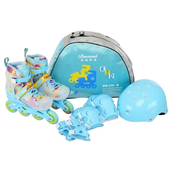 Роликовые коньки с комплектом защиты Banwei 230 размер 39-42 Light Blue-Multicolor