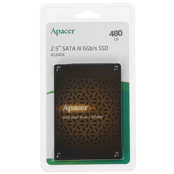 Накопичувач SSD Apacer AS340X 480GB 2.5" 7mm SATAIII 3D NAND Read/Write: 550/520 MB/sec (AP480GAS340XC-1)