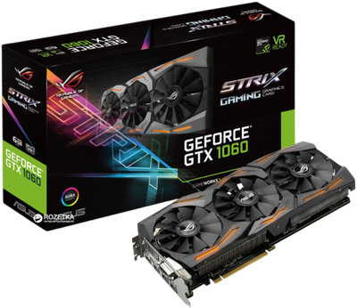 Відеокарта GeForce GTX 1060 6GB Asus ROG Strix Gaming (ROG-STRIX-GTX1060-6G-GAMING) Б/В