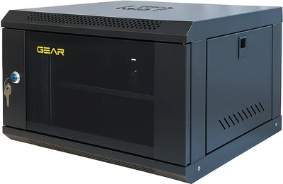 Шкаф серверный настенный с полкой Gear 6U 19'' 600x450x300 мм Черный (GWMSN-6U-600-450)