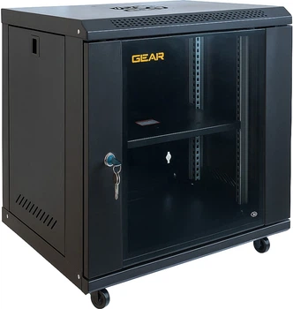 Шкаф серверный настенный с полкой Gear 12U 19'' 600x450x600 мм Черный (GWMSN-12U-600-450)