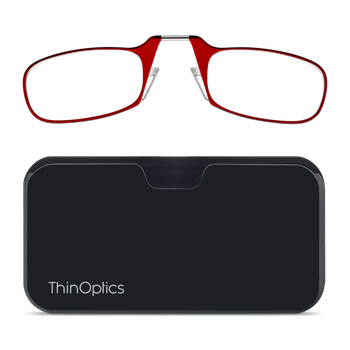 Очки Thinoptics +1.00, красные + Чехол универсальный черный (1.0REDBUP)