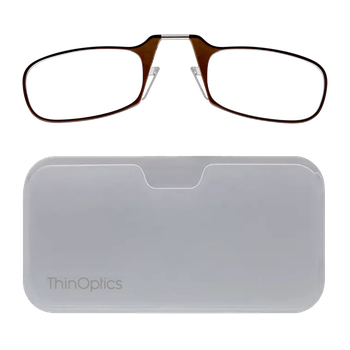Очки Thinoptics +1.00, коричневые + Чехол универсальный прозрачный (1.0BRWUP)