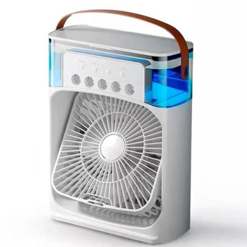 Вентилятор-зволожувач повітря з різнобарвною LED підсвіткою RGB на USB білий