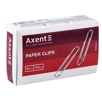 Скріпки прямі нікельовані Axent 4102-A, 50 мм, 100 штук 4250266251869