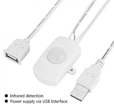 Кабель USB з датчиком руху USB 5A DC 5V-24V білий 005