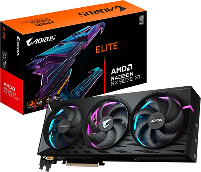 Відеокарта GIGABYTE Radeon RX 9070 XT 16Gb AORUS ELITE (GV-R9070XTAORUS E-16GD)