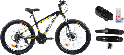 Набор Велосипед Ardis EZREAL МТВ 24" 13" Черный + Велокамера CST 24х1.90/2.125 AV 48 мм + Щитки ВЛ 24"-28" Ardis FL-612 Н-N03 + Колпачок для ниппеля Jing Yi JY-503-C LED (4023-Ч-13+1111111112659+01819+00734)