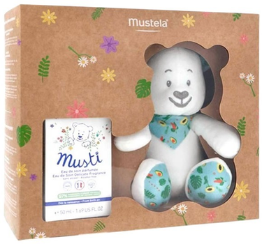 Набір для догляду за дітьми Mustela Musti Ароматична вода 50 мл + Плюшевий ведмедик (8436034154365)