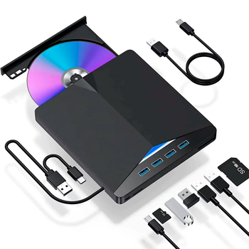Многофункциональный Внешний DVD/CD привод с USB хабом TYPE-C 3.0 записыватель