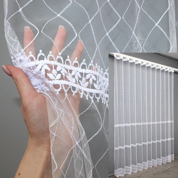 Тюль VR-Textil 1381т Фатин з вишивкою Білий 500х270 см (42-0618)