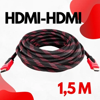 Усиленный кабель HDMI папа-папа аудио видео шнур адаптер переходник в обмотке, 1,5м