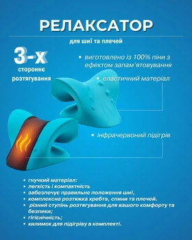 Массажная подушка массажер для спины и шеи с инфракрасным подогревом Massage Pillow