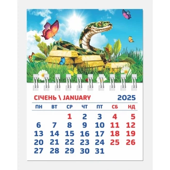 Календар на магніті малий 2025 Змія 05 2922600802687