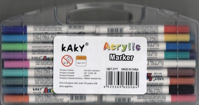 Acrylic marker Набір акрілових маркерів КАКУ 36 шт в пластиковому боксі 6923369600084