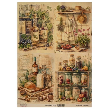 Аркуш крафт паперу з малюнком Фабрика Декору Cooking delights 09, 42x29,7 см, артикул FDKP-013-9