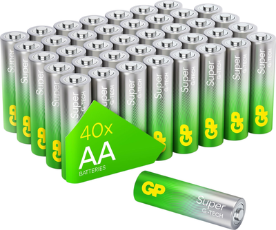 Батарейка щелочная GP Super Alkaline AA Batteries 15A/LR6 1.5V (40-Pack) (4891199219900)