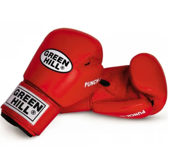 Перчатки бокс GREEN HILL PUNCH 2 кожа красная 10oz