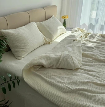 Простирадло King Size Lavson з преміального 4-х шарового мусліну 280х240 Молочний