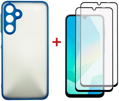 Комплект чехол для смартфона + стекло 2 шт DENGOS Matte для Samsung Galaxy A16 Blue (DG-CTG2P-03)