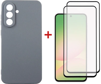 Комплект чехол для смартфона + стекло 2 шт DENGOS Carbon для Samsung Galaxy A56 Grey (DG-CTG2P-09)