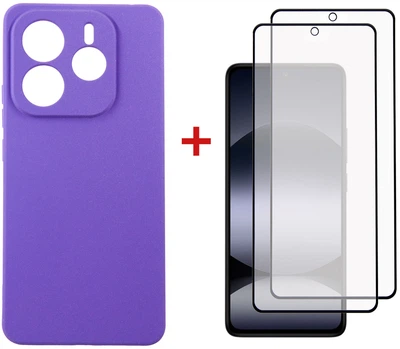 Комплект чехол для смартфона + стекло 2 шт DENGOS Carbon для Xiaomi Redmi Note 14 5G Purple (DG-CTG2P-10)
