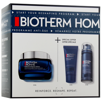 Zestaw do pielęgnacji twarzy męski Biotherm Homme Force Supreme Krem do twarzy 50 ml + Pianka do golenia 50 ml + Żel do mycia twarzy 40 ml (3614274484793)