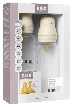 Набір пляшечок BIBS Grow and Flow Round Latex набір з 2 шт. 150 мл/270 мл – Ivory