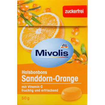 Льодяники для горла Mivolis "Обліпиха і апельсин"