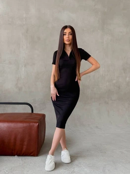 Жіноча силуетна міді сукня-поло Uaclothes 42-44 Чорний (like37696-181271349)