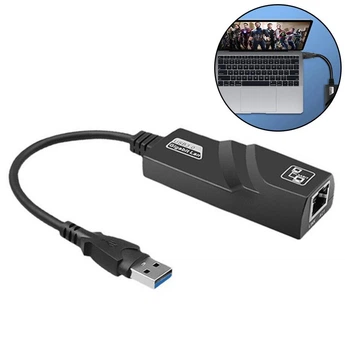 Мережева карта USB 3.0 - Ethernet RJ45 LАN 10/100 Мбіт/с перехідник / мережевий адаптер для ноутбука і комп'ютера, чорний (105138545)