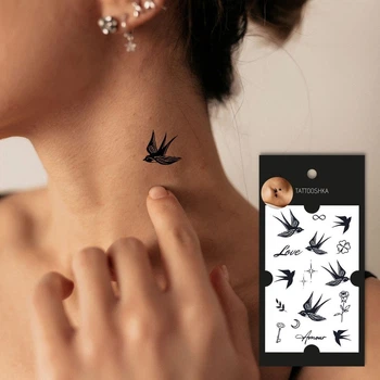 Временное тату TATTOOSHKA "Ласточки Love" L-16