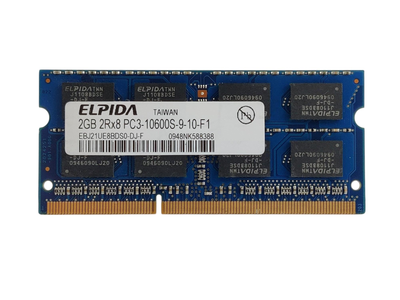 Оперативная память для ноутбука SODIMM Elpida DDR3 2Gb 1333MHz PC3-10600S (EBJ21UE8BDS0-DJ-F) 14140 Б/У