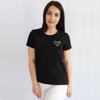 Жіноча футболка з вишивкою Ladan Сердечко 44 Чорний (FW1-SERCEUA-BLACK)