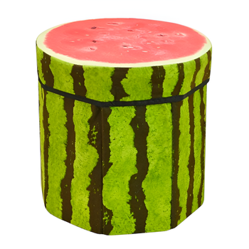 Пуф-тумба складная Stenson Fruits 35×32 см, фланель, зеленый с черным и розовым, модель R33430-M, для дома