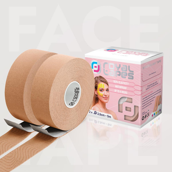 Тейп для обличчя Royal Tapes face care Twins Бежевий- 2 шт 2.5 см - 5 м