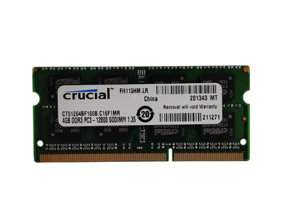Оперативная память для ноутбука SODIMM Crucial DDR3L 4Gb 1600MHz PC3L-12800S (CT51264BF160B.C16F1MR) 13937 Б/У
