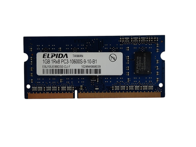 Оперативная память для ноутбука SODIMM Elpida DDR3 1Gb 1333MHz PC3-10600S (EBJ10UE8BDS0-DJ-F) 13891 Б/У