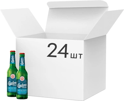 Упаковка пива Budweiser Budvar безалкогольне фільтроване 0.5% 0.33 л x 24 шт. (8594403703726_8594403709070)