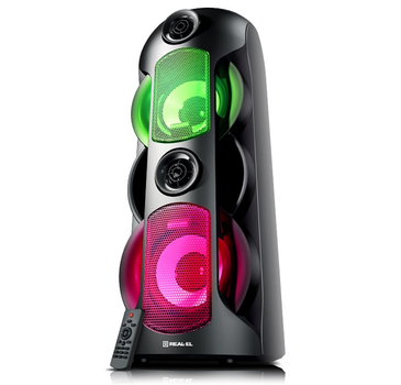 Портативна колонка бумбокс REAL-EL RX787 Boombox 80W Bluetooth TWS, Karaoke, RGB, Black