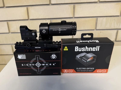 Комплект BUSHNELL Коліматор BUSHNELL RXS 100 + Збільшувач-Магніфер Sightmark T-5 Magnifier 5x