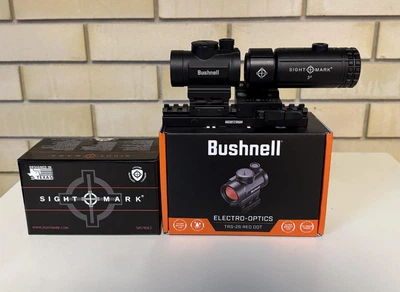 Комплект Bushnell Коліматор TRS-26 3 МОА + Магніфер-збільшувач Sightmark T-5 Magnifier 5-ти кратний