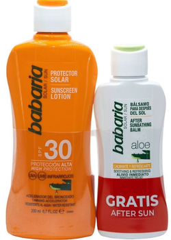 Zestaw kosmetyków przeciwsłonecznych Babaria Mleczko Spf 30 200 ml + Balsam po opalaniu Aloe 100 ml (8410412607407)
