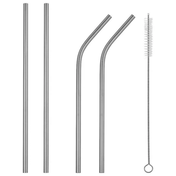 Набір металевих трубочок для холодних та гарячих напоїв Drink Straws 4 шт + щітка для чищення