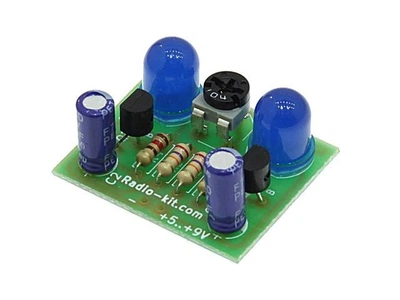 Световой эффект мультивибратор-мигалка, 2 синих светодиода Radio-KIT K122B Набор Радиоконструктор для самостоятельной пайки