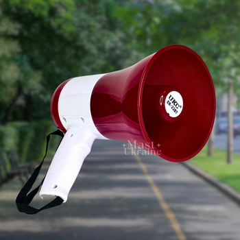 Акумуляторний гучномовець Megaphone UKC з можливістю запису, бездротовий динамік рупор ER-22U-Red/White