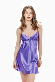 Нічна сорочка жіноча з атласу Felisiya Lingerie Бузковий 15-1566 S
