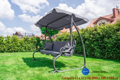 Качеля садова Bonro Garden BW-002 сіра 3 місна
